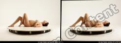 Nude Woman White Laying poses - ALL Pregnant Laying poses - on back long black 3D Stereoscopic poses Pinup